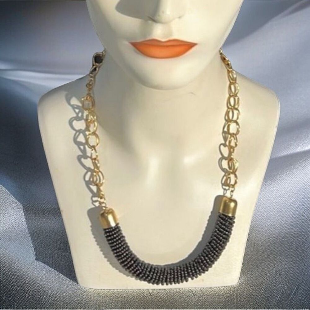 Bundle Sale 3 for $15 | Black Seed Bead Necklace on Gold-tone Chain - Lightweigh